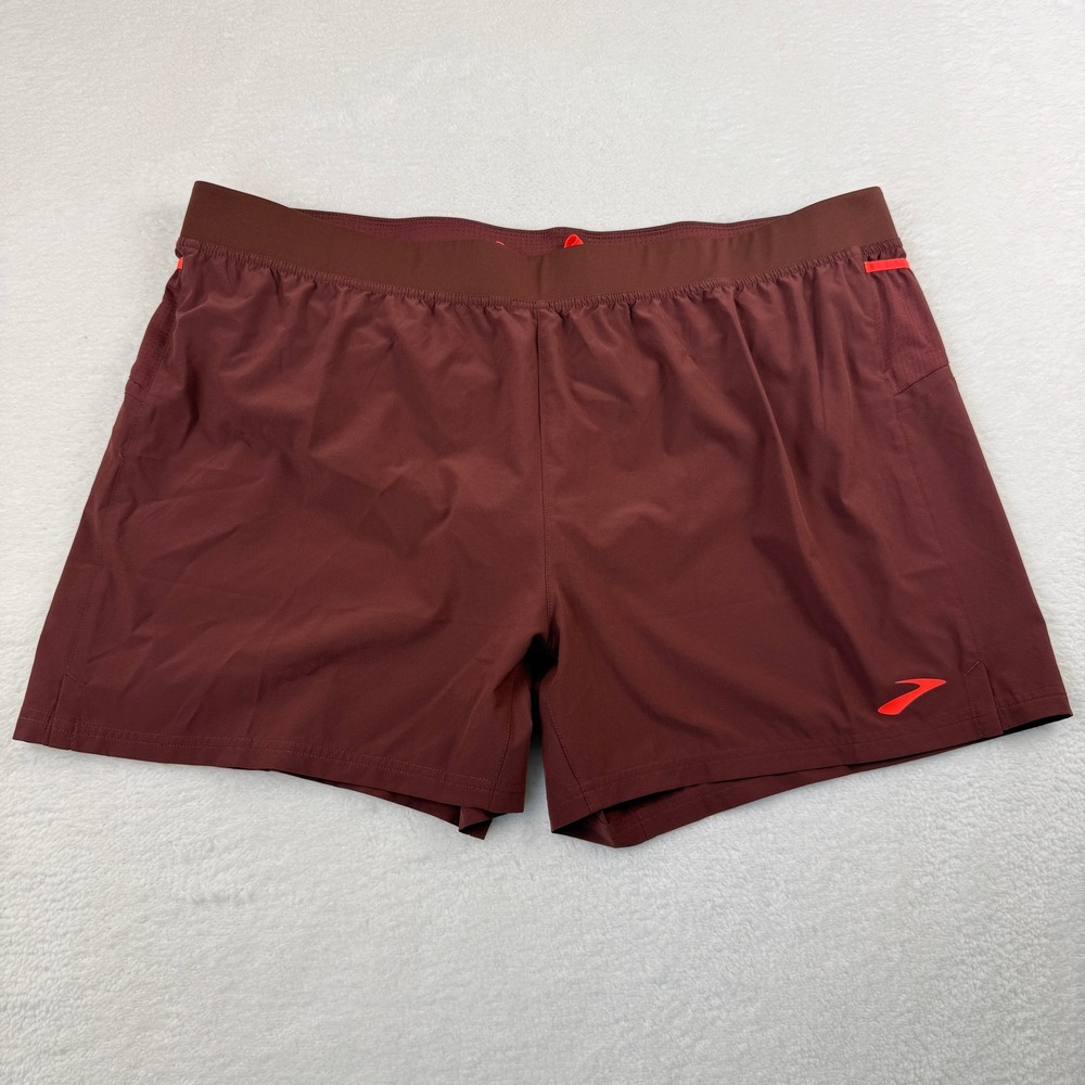 Brooks Sherpa 5" Running Athletic Shorts Mens XXL Brown Lined